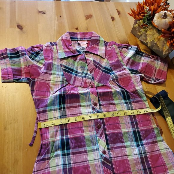 She's Cool - Women's Plaid Graphic Button-Down Shirt Dress with Detachable Belt - Picture 5 of 9